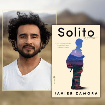 Author Javier Zamora and the English cover of his book Solito