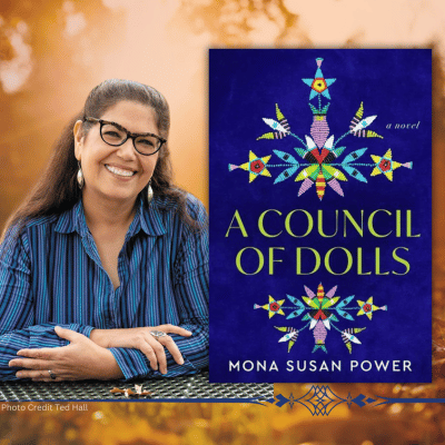 Author Mona Susan Power and her book A Council of Dolls