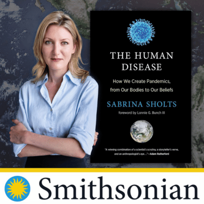 Author Sabrina Sholts and her book The Human Disease