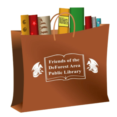 Bag of books with the Friends of the DAPL logo on it